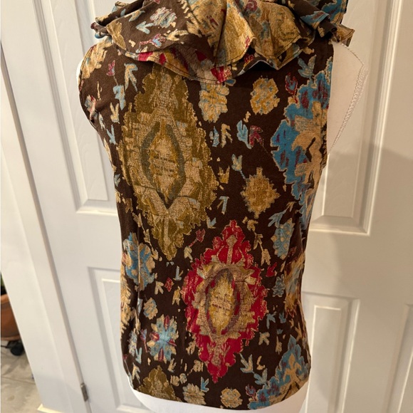 Floral Ruffle V-Neck Top - Multicolor - Picture 2 of 5